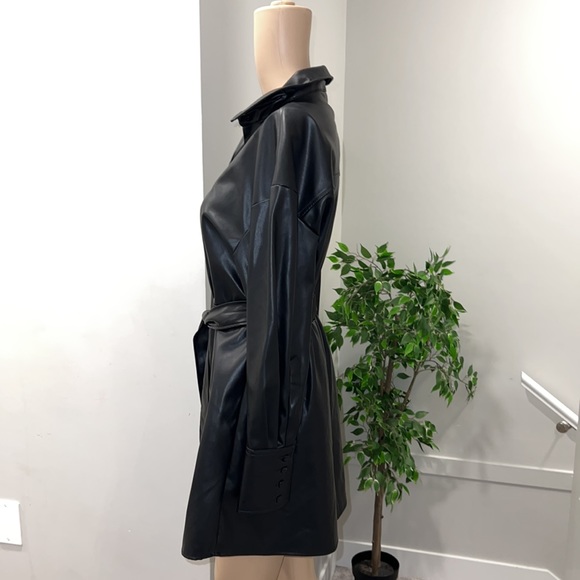 Zara black button-down leather dress US small - Picture 7 of 12